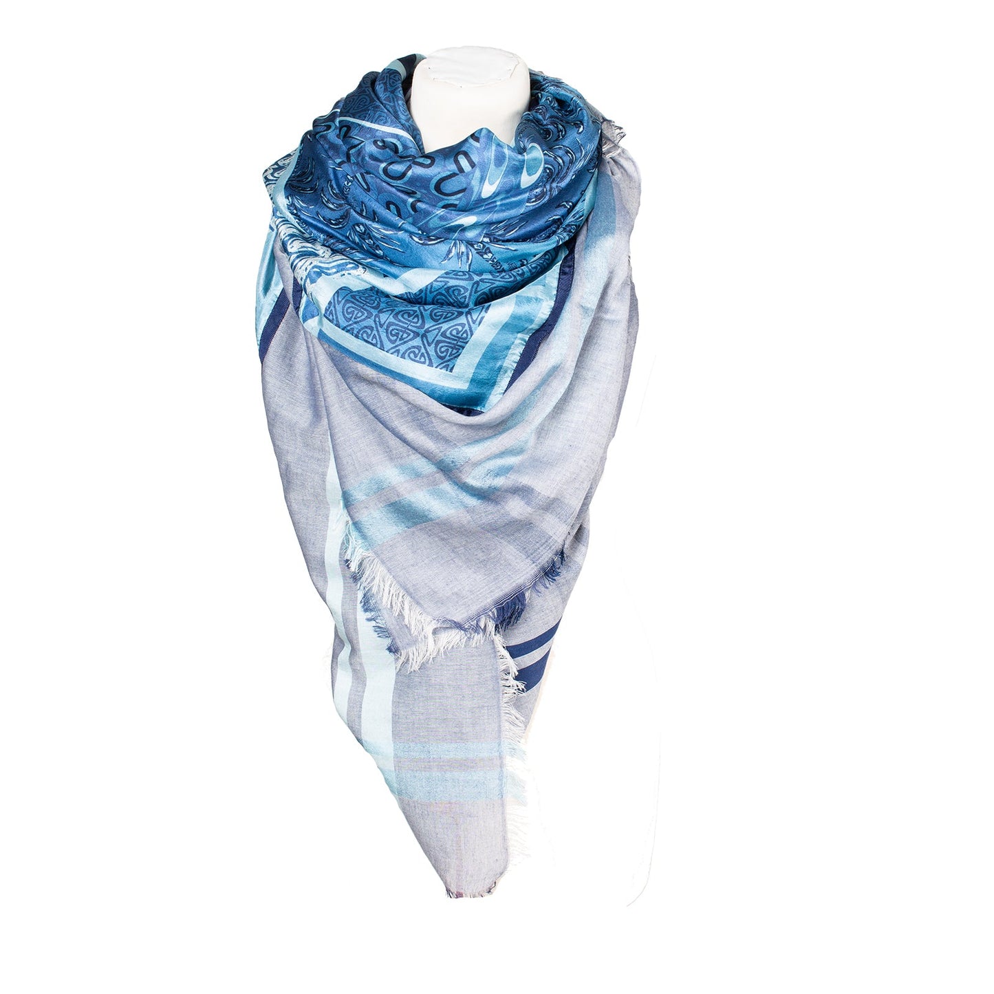 Rubicon B-SIDE Baumwolltuch mit bedrucktem Seidenpatch mit Palmen und Mixdesign