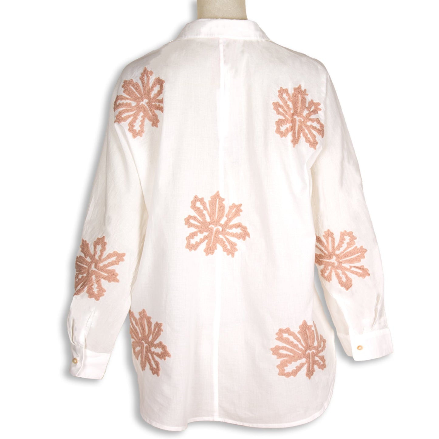 Rubicon BLOOM weisse Bluse mit taupe Stickerei 1434