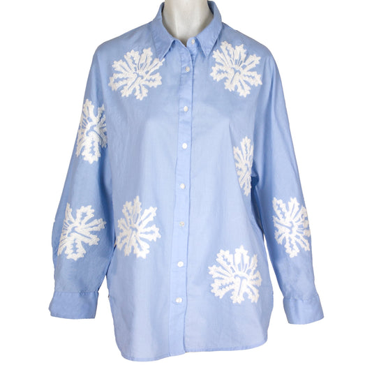 Rubicon BLOOM hellblaue Bluse mit weisser Stickerei 1434