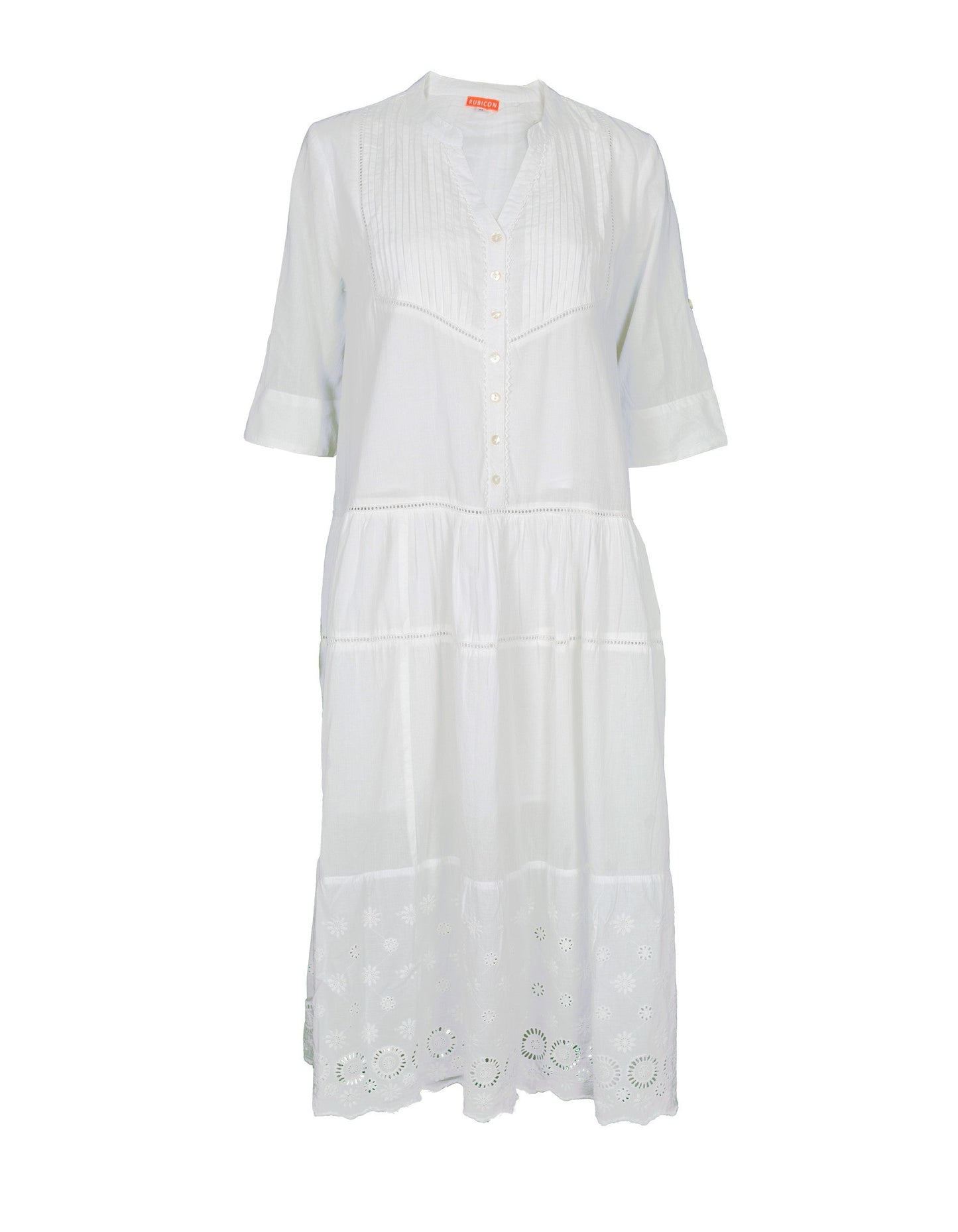 DEPART weißes Sommerkleid mit Spitze 9339